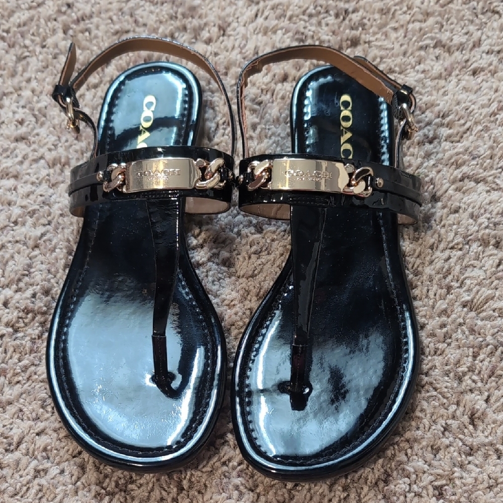 Coach Black and Gold Sandals